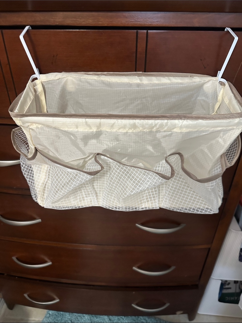 Over-Door Hanging Organizer - Cream with Brown Trim & pockets NWT by Threshold